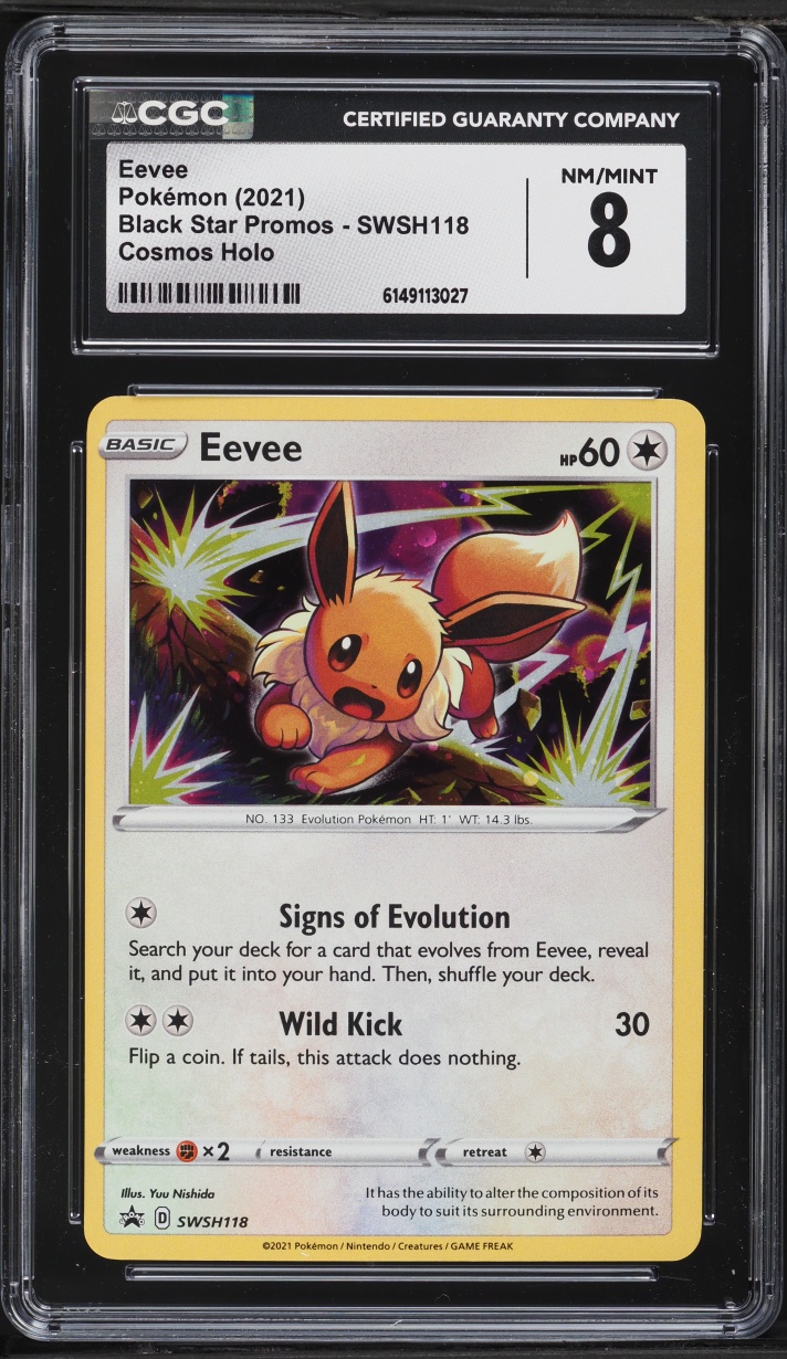 2021 Pokemon Sword & Shield Promo Cosmos Holo Eevee #SWSH118 CGC 8 NM-MT