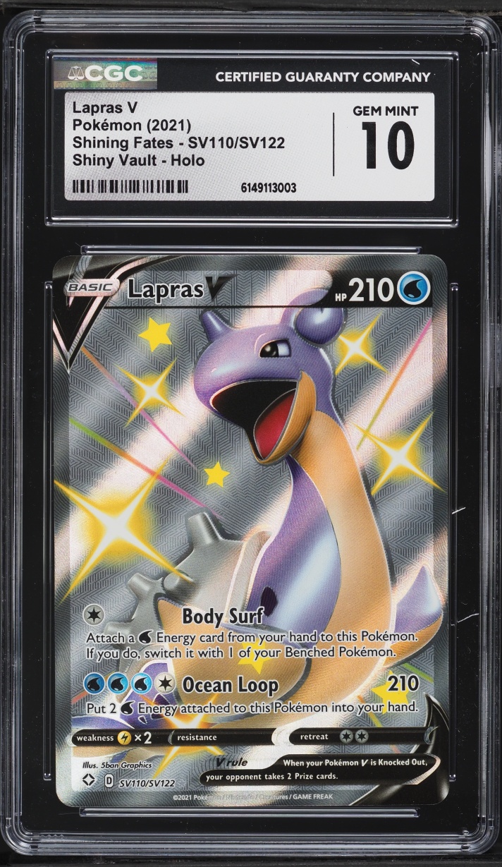 2021 Pokemon Sword & Shield Shining Fates Vault Full Art Lapras V #SV110 CGC 10 GEM MINT