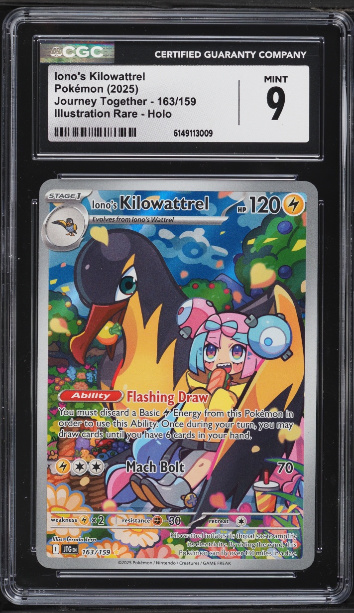 2025 Pokemon Scarlet & Violet Journey Together IR Iono's Kilowattrel #163 CGC 9 MINT