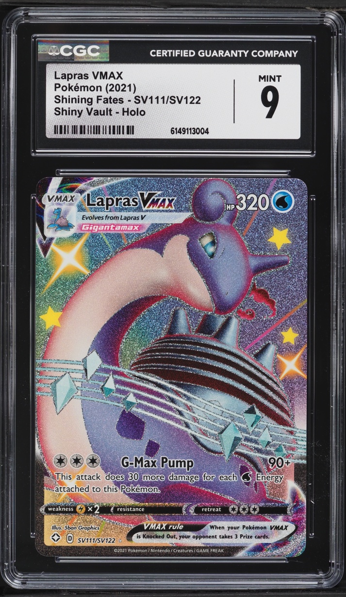 2021 Pokemon Sword & Shield Shining Fates Shiny Lapras VMAX #SV111 CGC 9 MINT