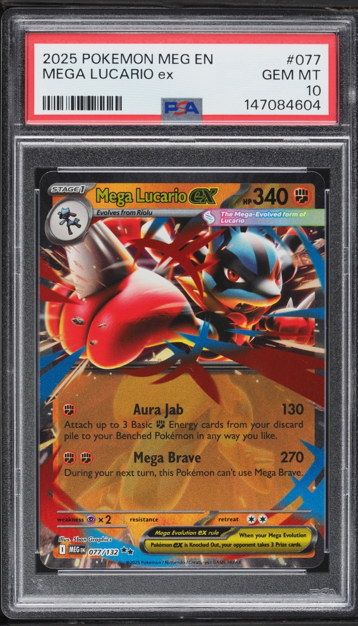 2025 Pokemon Mega Evolution Holo Mega Lucario EX #77 PSA 10 GEM MINT