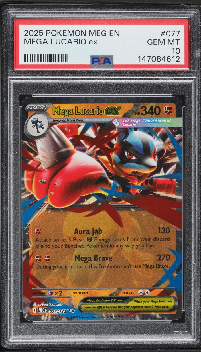 2025 Pokemon Mega Evolution Holo Mega Lucario EX #77 PSA 10 GEM MINT