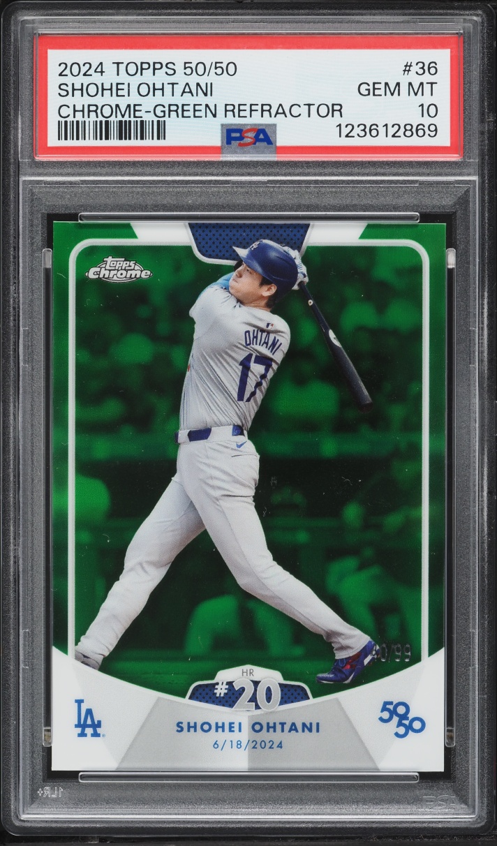 2024 Topps Chrome 50/50 Green Refractor Shohei Ohtani /99 #36 PSA 10 GEM MINT