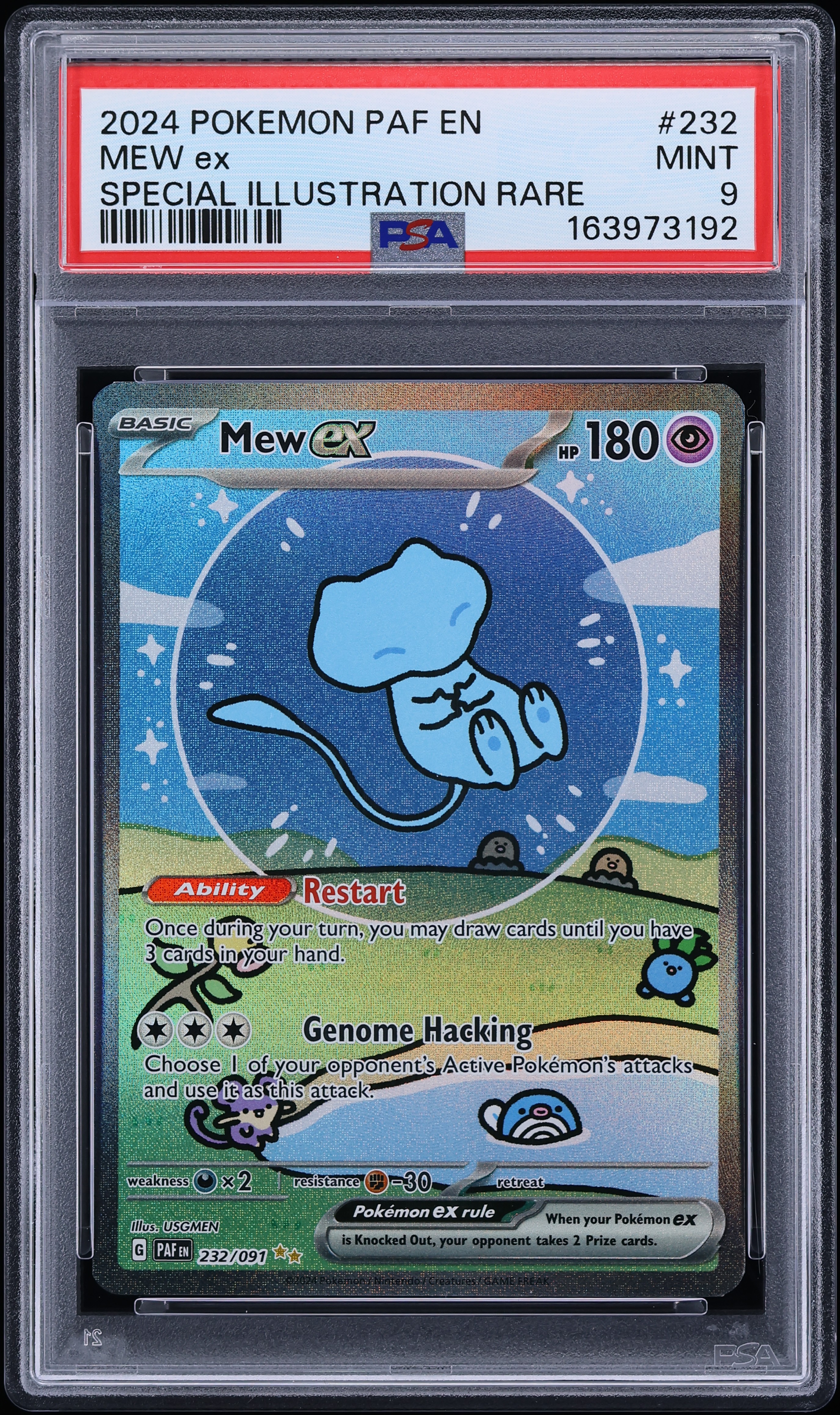 2024 Pokemon Scarlet & Violet Paldean Fates SIR Shiny Mew Ex #232 PSA 9 MINT