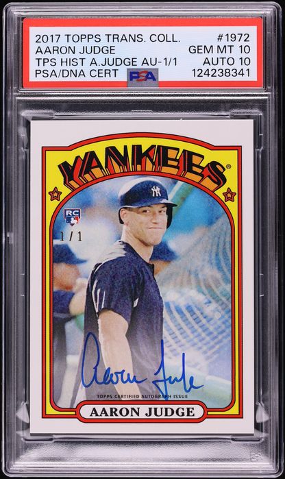 2017 Topps Transcendent Collection History Aaron Judge ROOKIE AUTO DNA 10 1/1 #AJ-1972 PSA 10