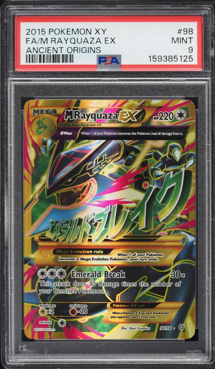 2015 Pokemon XY Ancient Origins Full Art M Rayquaza Ex #98 PSA 9 MINT