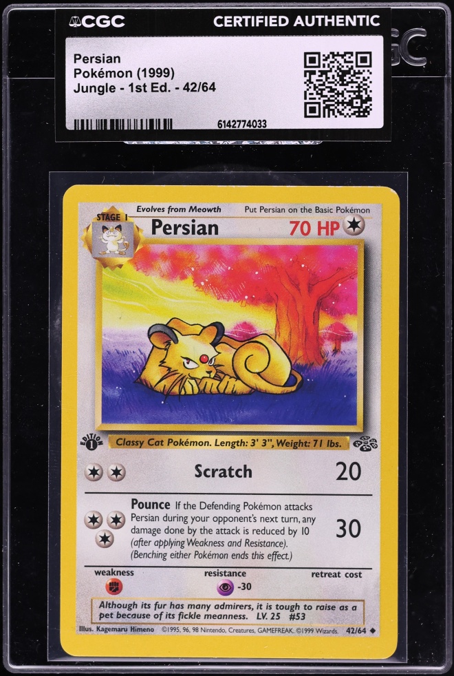 1999 Pokemon Jungle 1st Edition Persian #42 CGC AUTH