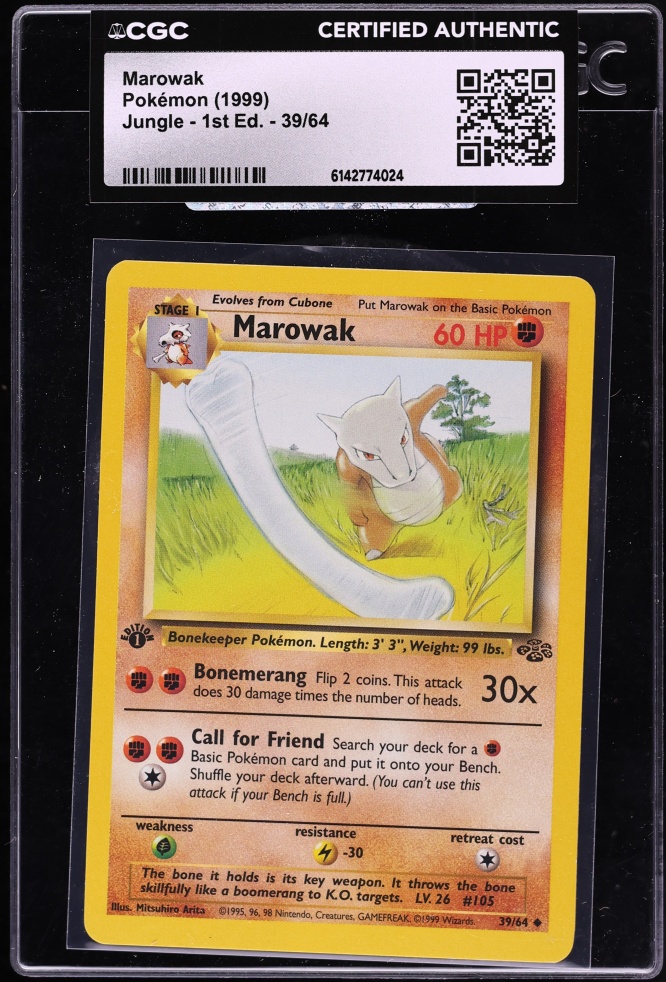 1999 Pokemon Jungle 1st Edition Marowak #39 CGC AUTH
