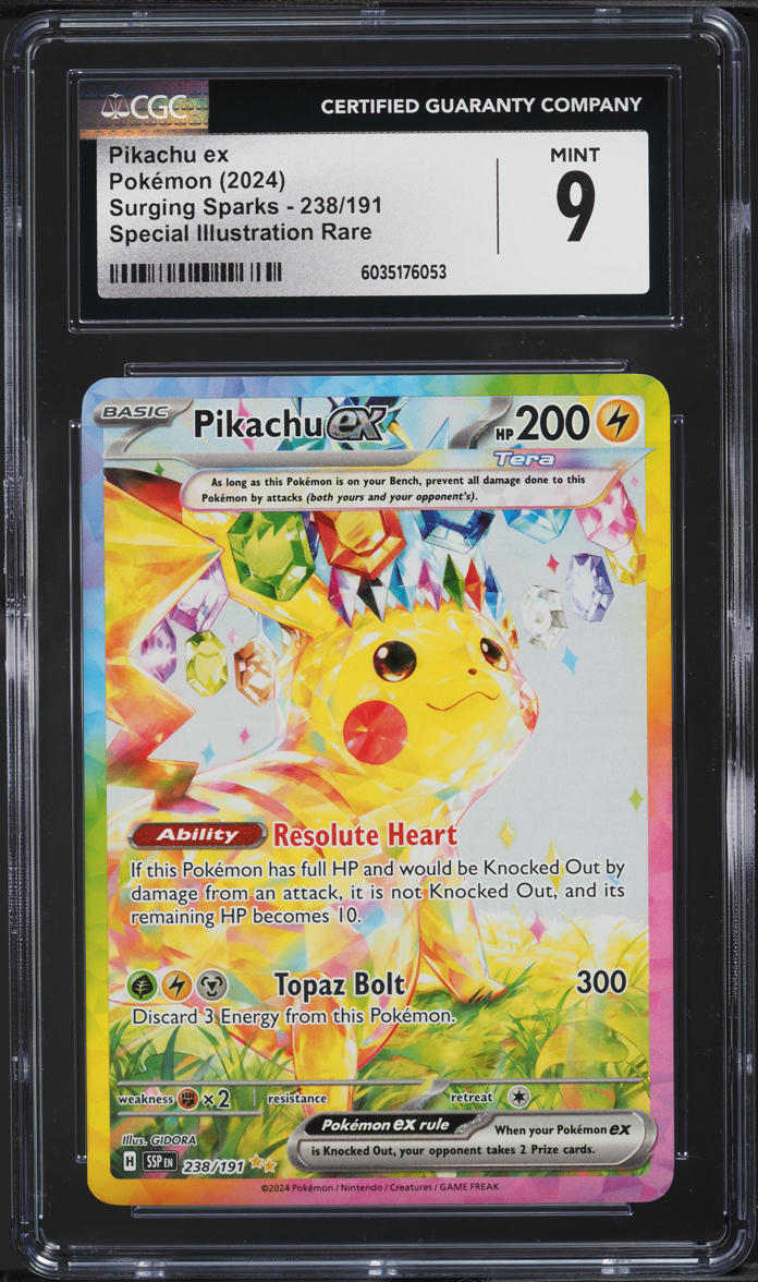 2024 Pokemon Scarlet & Violet Surging Sparks SIR Pikachu ex #238 CGC 9 MINT