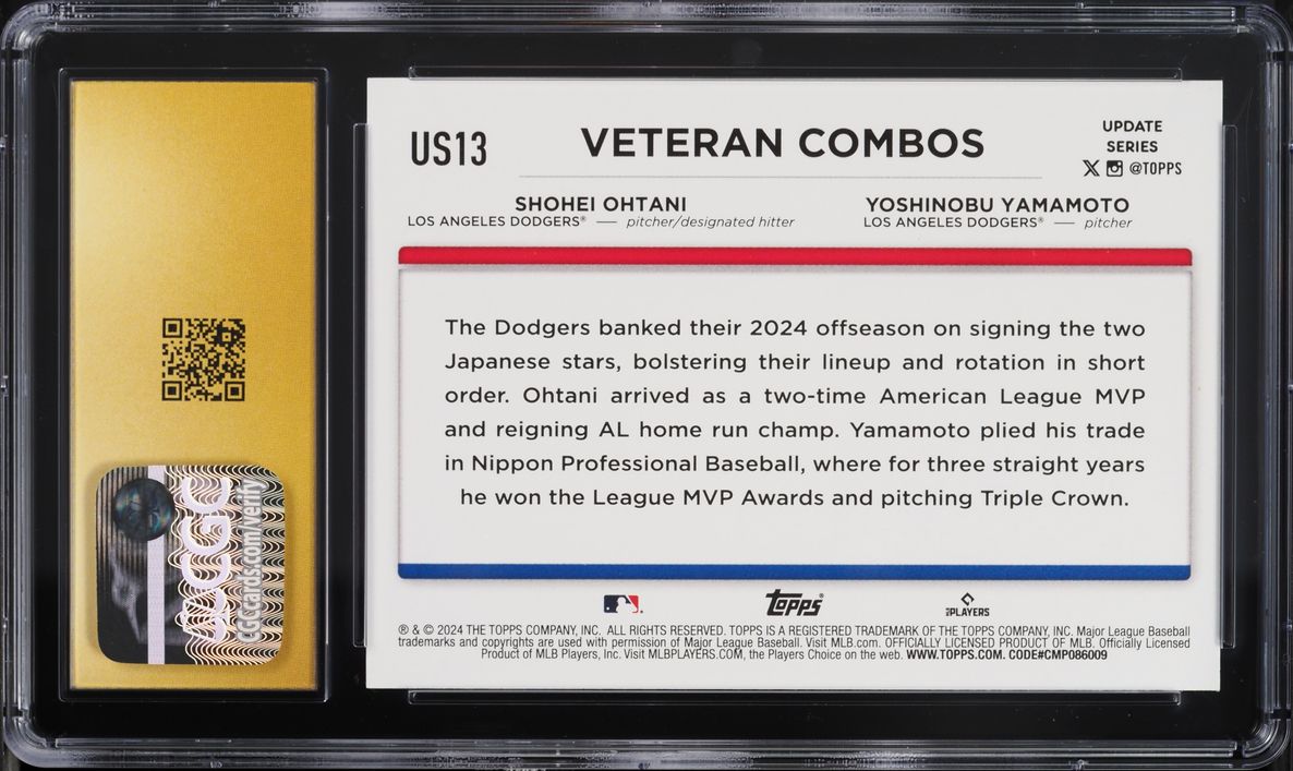 2024 Topps Update Far East Faves Shohei Ohtani Yoshinobu Yamamoto ROOKIE #US13 CGC 10 PRISTINE