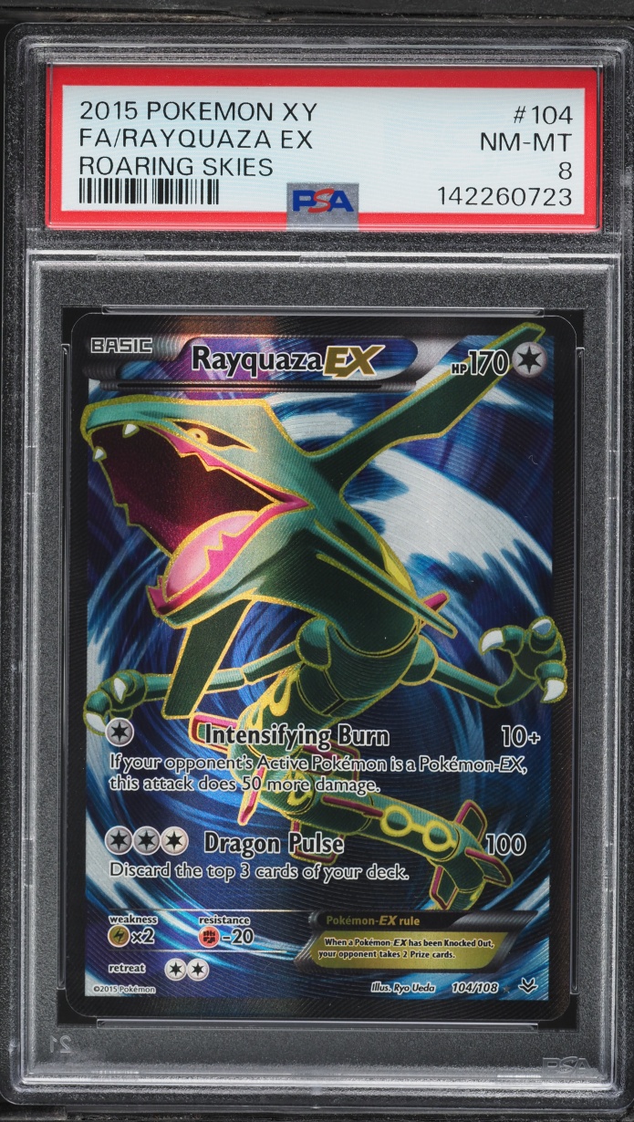 2015 Pokemon XY Roaring Skies Full Art Rayquaza EX #104 PSA 8 NM-MT