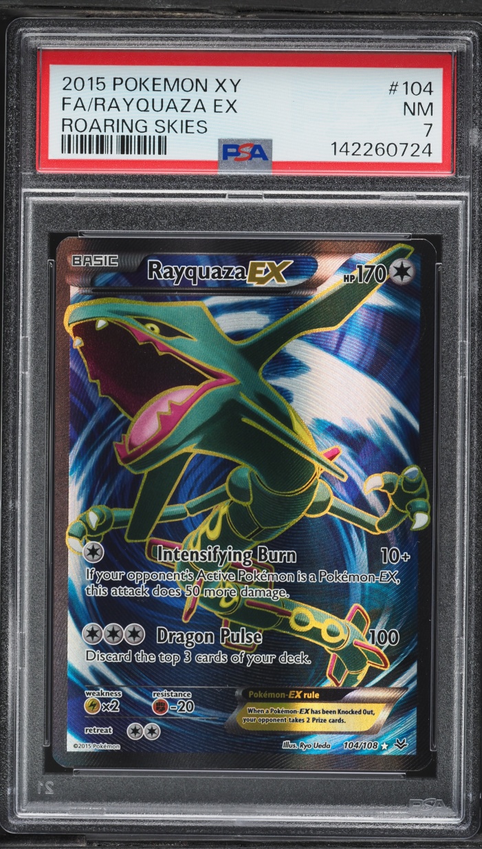 2015 Pokemon XY Roaring Skies Full Art Rayquaza EX #104 PSA 7 NRMT