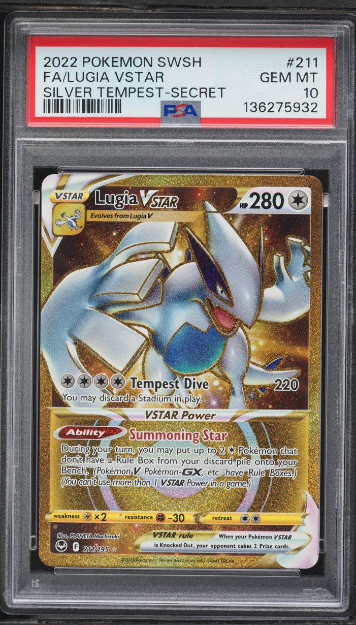 2022 Pokemon Sword & Shield Silver Tempest Gold Rare Lugia VSTAR #211 PSA 10 GEM MINT