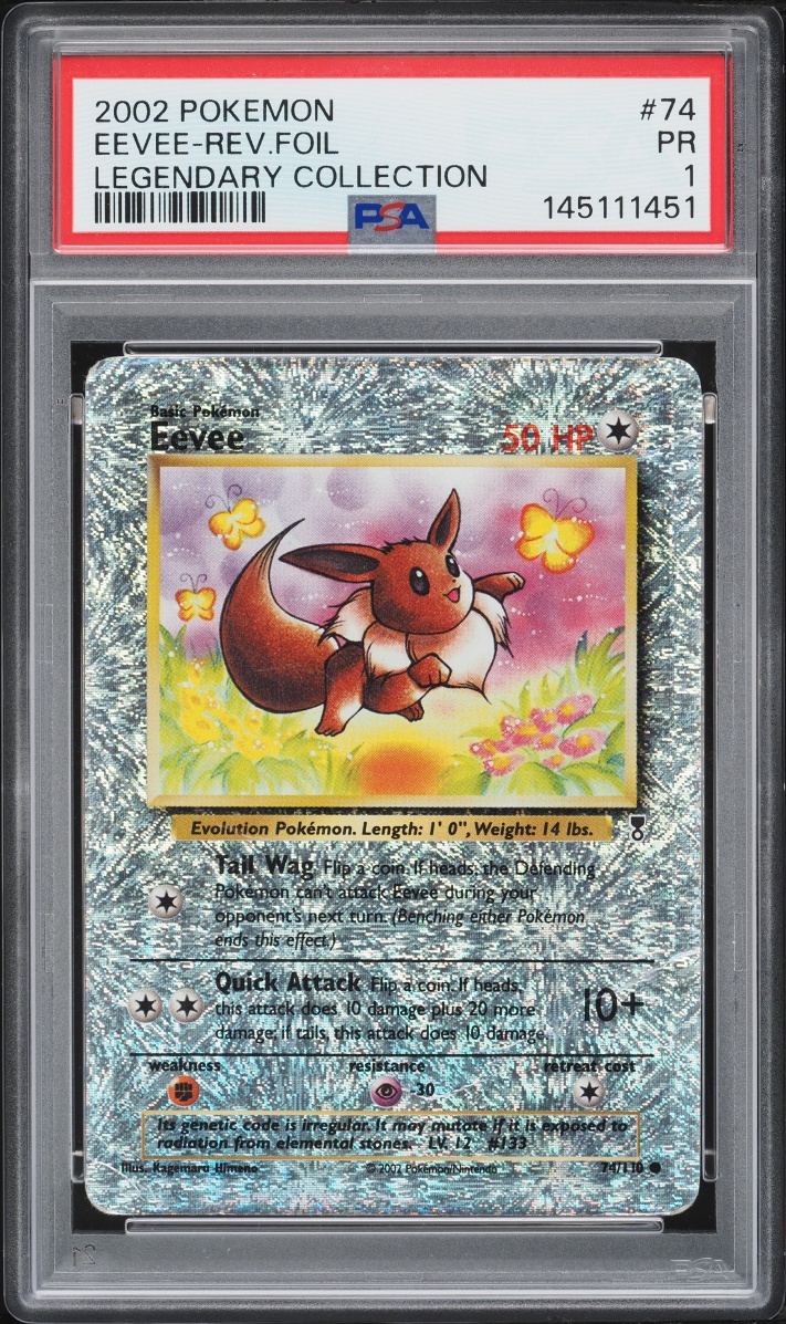 2002 Pokemon Legendary Collection Reverse Holo Eevee #74 PSA 1 PR