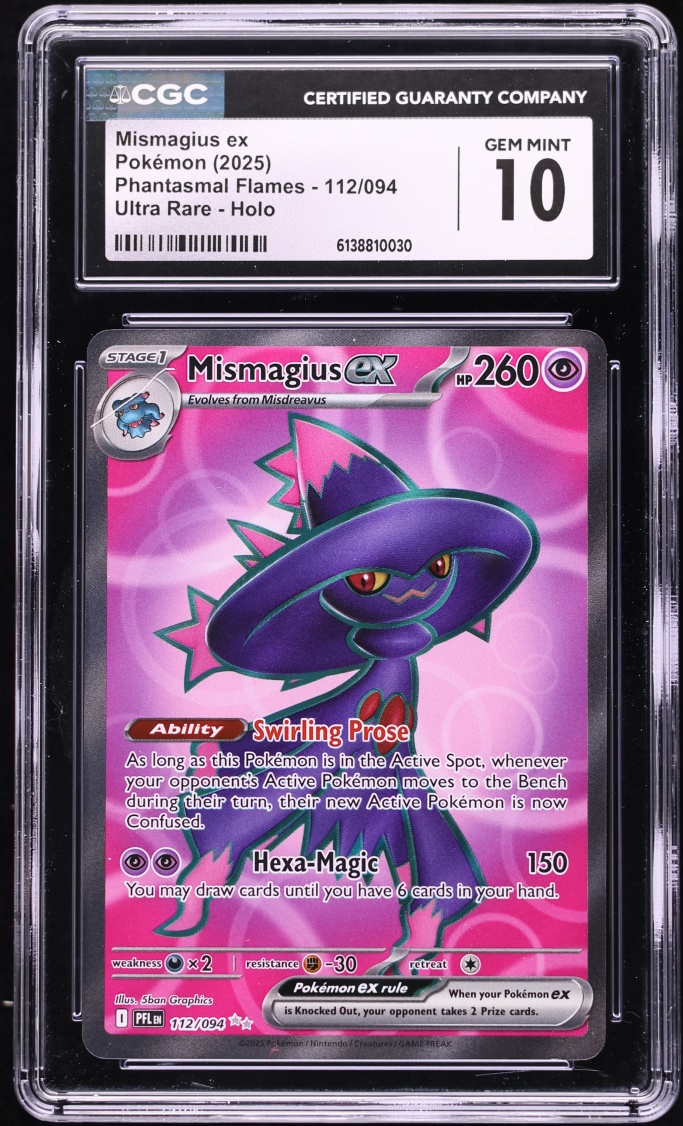 2025 Pokemon Mega Phantasmal Flames Full Art Mismagius Ex #112 CGC 10 GEM MINT