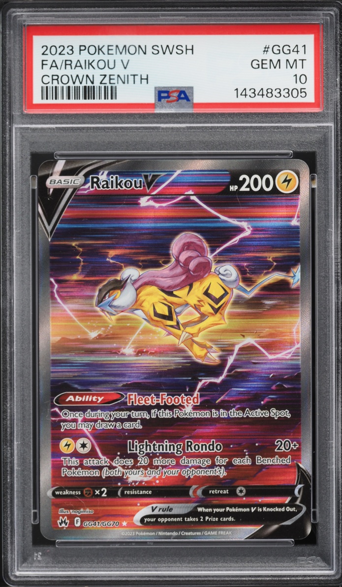 2023 Pokemon Sword & Shield Crown Zenith Alt Art Raikou V #GG41 PSA 10 GEM MINT