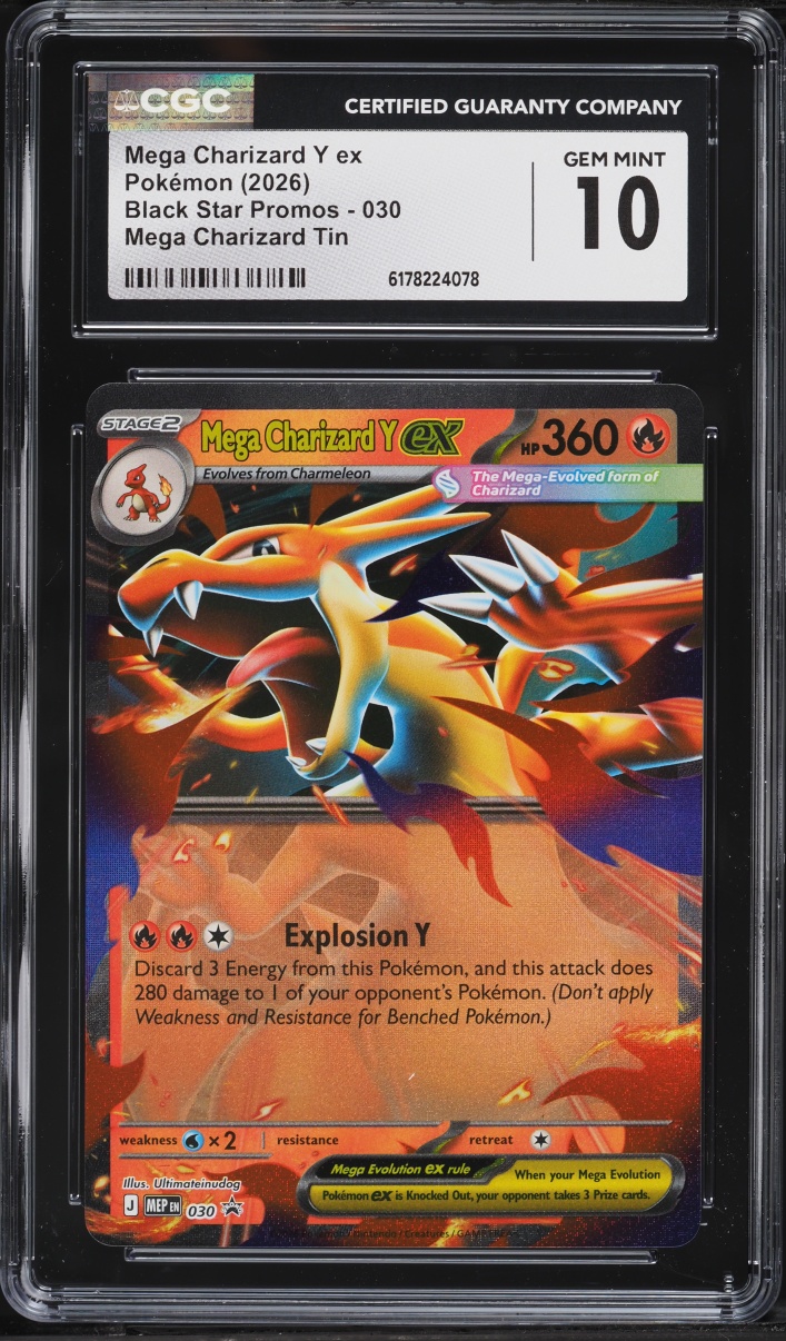 2026 Pokemon Mega Evolution Black Star Promo Tin Mega Charizard Y Ex #30 CGC 10 GEM MINT