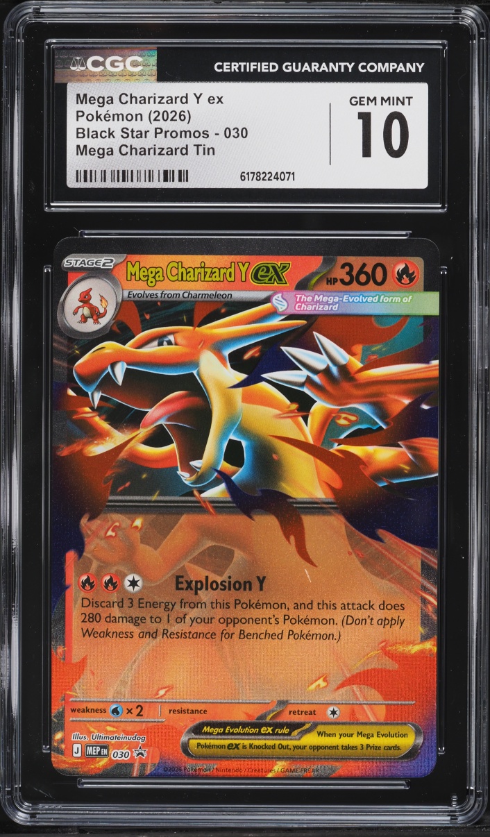 2026 Pokemon Mega Evolution Black Star Promo Tin Mega Charizard Y Ex #30 CGC 10 GEM MINT