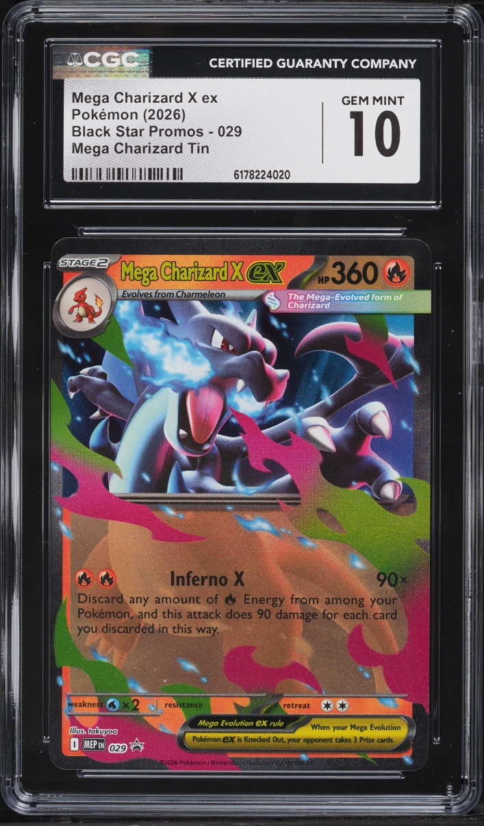 2026 Pokemon Mega Evolution Promo Tin Mega Charizard X Ex #29 CGC 10 GEM MINT
