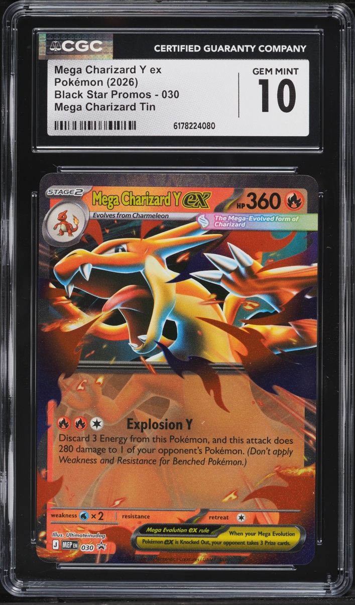 2026 Pokemon Mega Evolution Black Star Promo Tin Mega Charizard Y Ex #30 CGC 10 GEM MINT