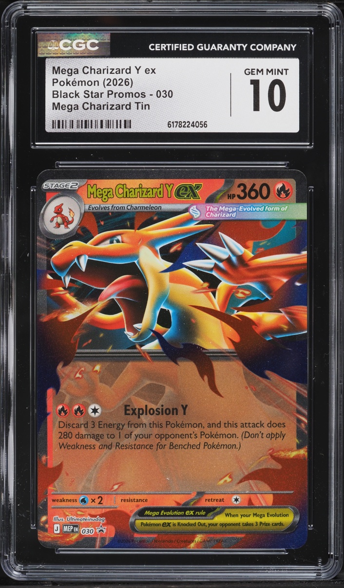 2026 Pokemon Mega Evolution Black Star Promo Tin Mega Charizard Y Ex #30 CGC 10 GEM MINT