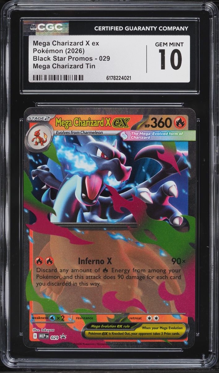 2026 Pokemon Mega Evolution Promo Tin Mega Charizard X Ex #29 CGC 10 GEM MINT