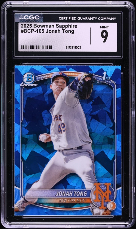 2025 Bowman Chrome Sapphire Jonah Tong PROSPECT #BCP-105 CGC 9 MINT
