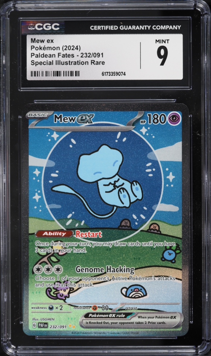 2024 Pokemon Scarlet & Violet Paldean Fates SIR Shiny Mew ex #232 CGC 9 MINT