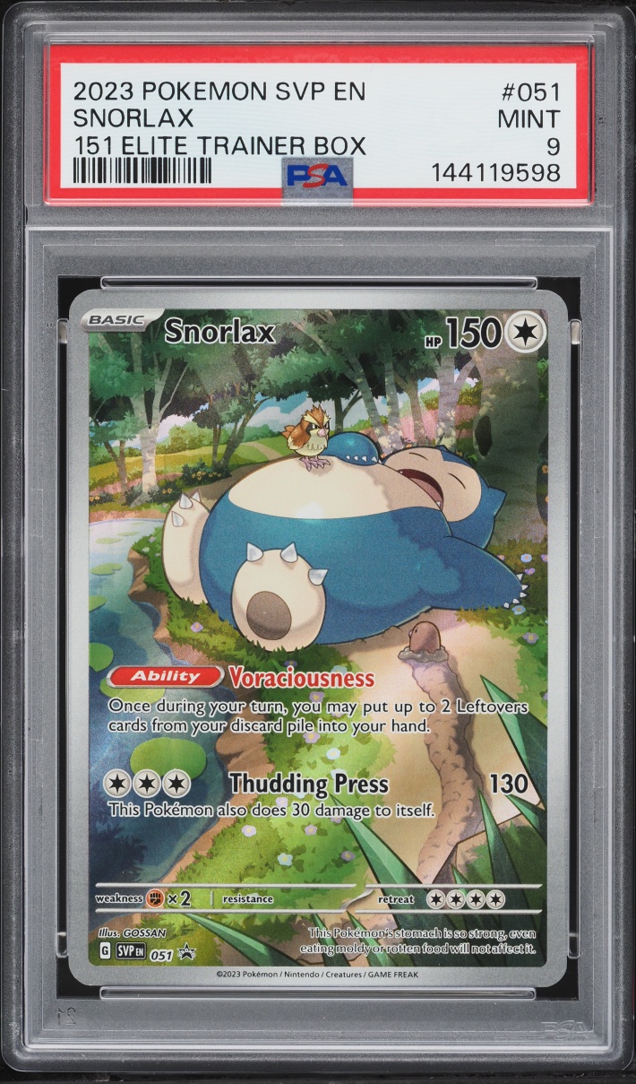 2023 Pokemon Scarlet & Violet Promo 151 ETB Full Art Snorlax #51 PSA 9 MINT