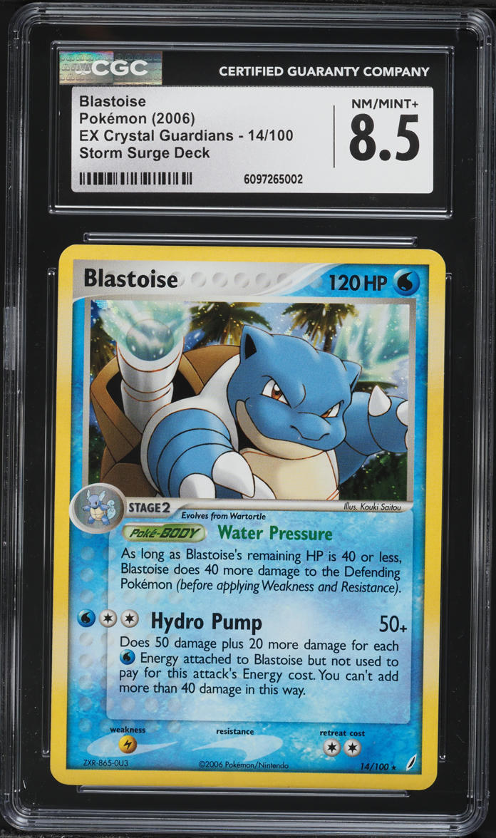 2006 Pokemon EX Crystal Guardians Storm Surge Deck Blastoise #14 CGC 8.5 NM-MT+