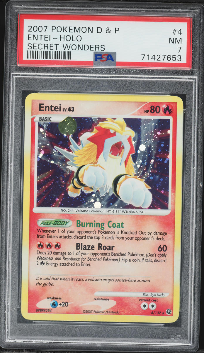 2007 Pokemon Diamond & Pearl Secret Wonders Holo Entei #4 PSA 7 NRMT