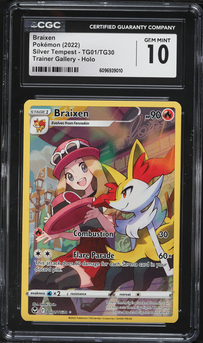2022 Pokemon Sword & Shield Silver Tempest CHR Braixen #TG01 CGC 10 GEM MINT
