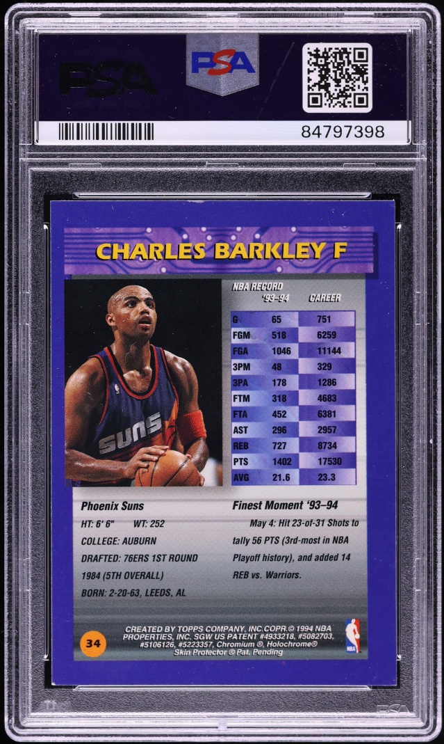 1994 Finest Charles Barkley #34 PSA 7 NRMT