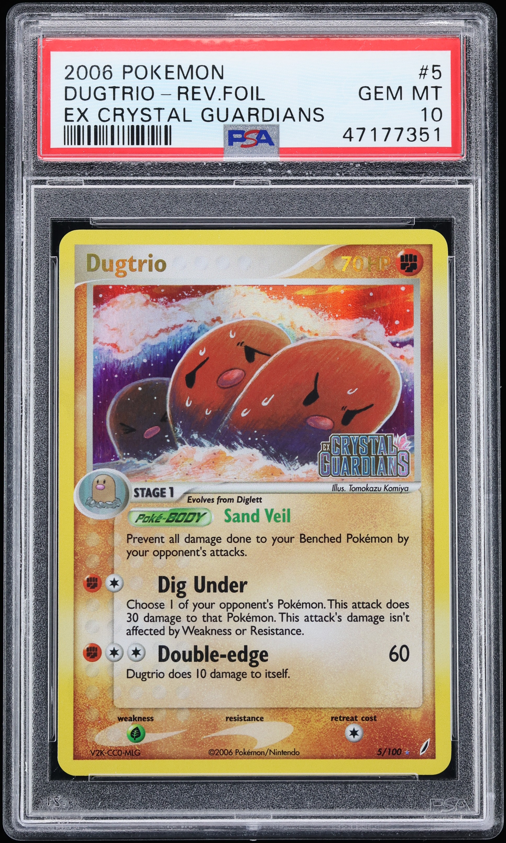 2006 Pokemon EX Crystal Guardians Reverse Holo Dugtrio #5 PSA 10 GEM MINT