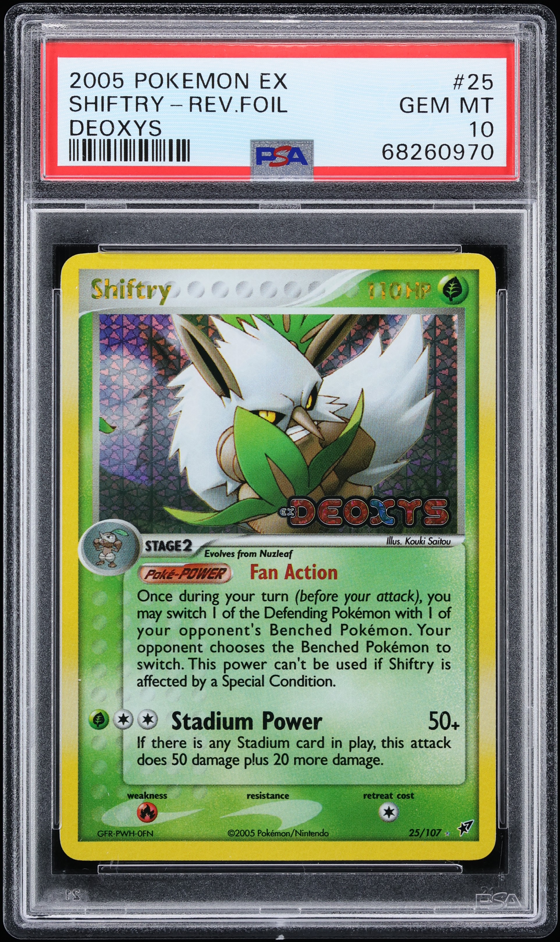 2005 Pokemon EX Deoxys Reverse Holo Shiftry #25 PSA 10 GEM MINT