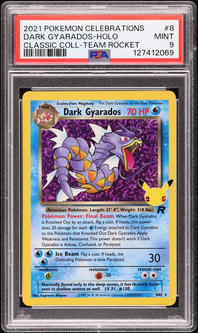 2021 Pokemon SWSH Celebrations Classic Collection Holo Dark Gyarados #8 PSA 9 MINT