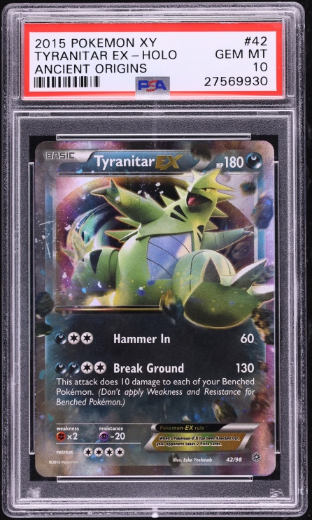 2015 Pokemon XY Ancient Origins Holo Tyranitar EX #42 PSA 10 GEM MINT