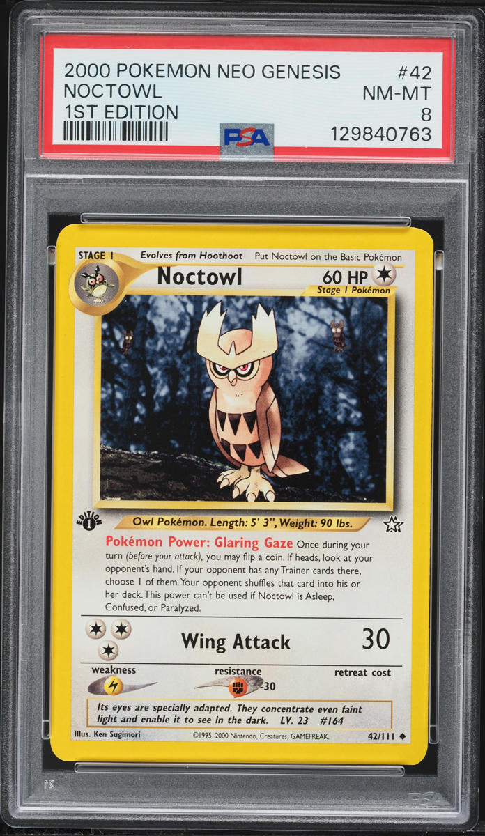 2000 Pokemon Neo Genesis 1st Edition Noctowl #42 PSA 8 NM-MT