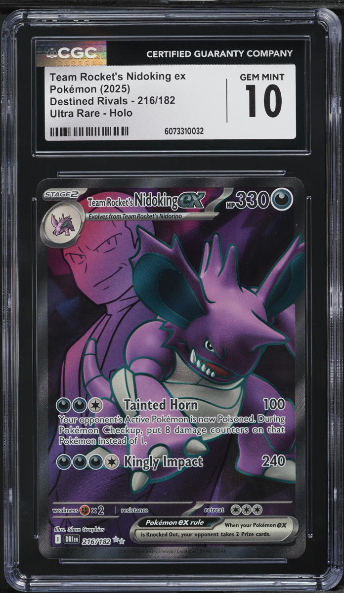 2025 Pokemon SV Destined Rivals Full Art Team Rocket's Nidoking ex #216 CGC 10