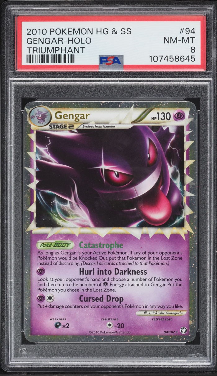 2010 Pokemon HeartGold & SoulSilver Triumphant Holo Gengar #94 PSA 8 NM-MT
