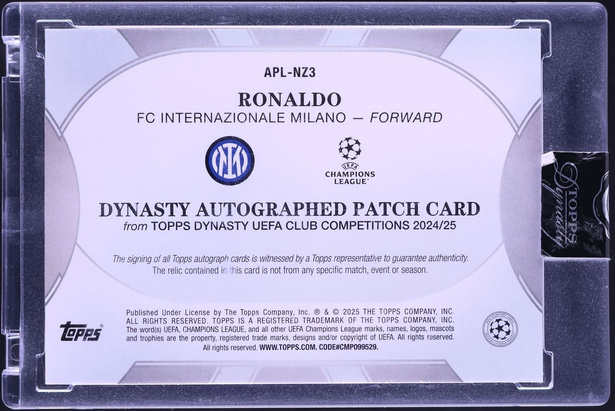 2024 Topps Dynasty UEFA Club Competitions Gold Ronaldo PATCH AUTO 1/1 #APL-NZ3