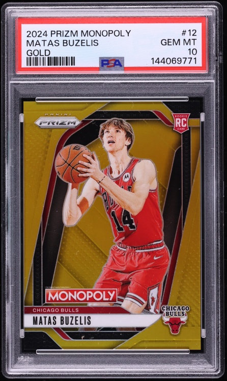 2024 Panini Prizm Monopoly Gold Matas Buzelis ROOKIE /49 #12 PSA 10 GEM MINT