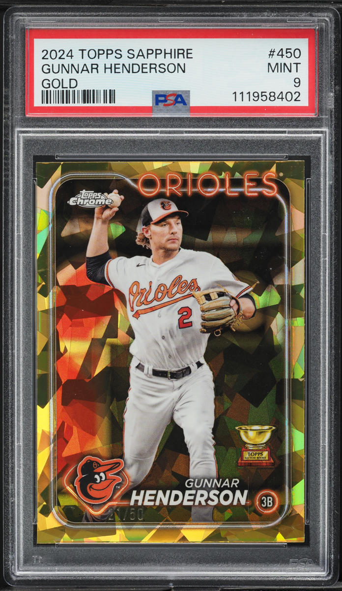 2024 Topps Chrome Sapphire Gold Gunnar Henderson /50 #450 PSA 9 MINT - Photo 1