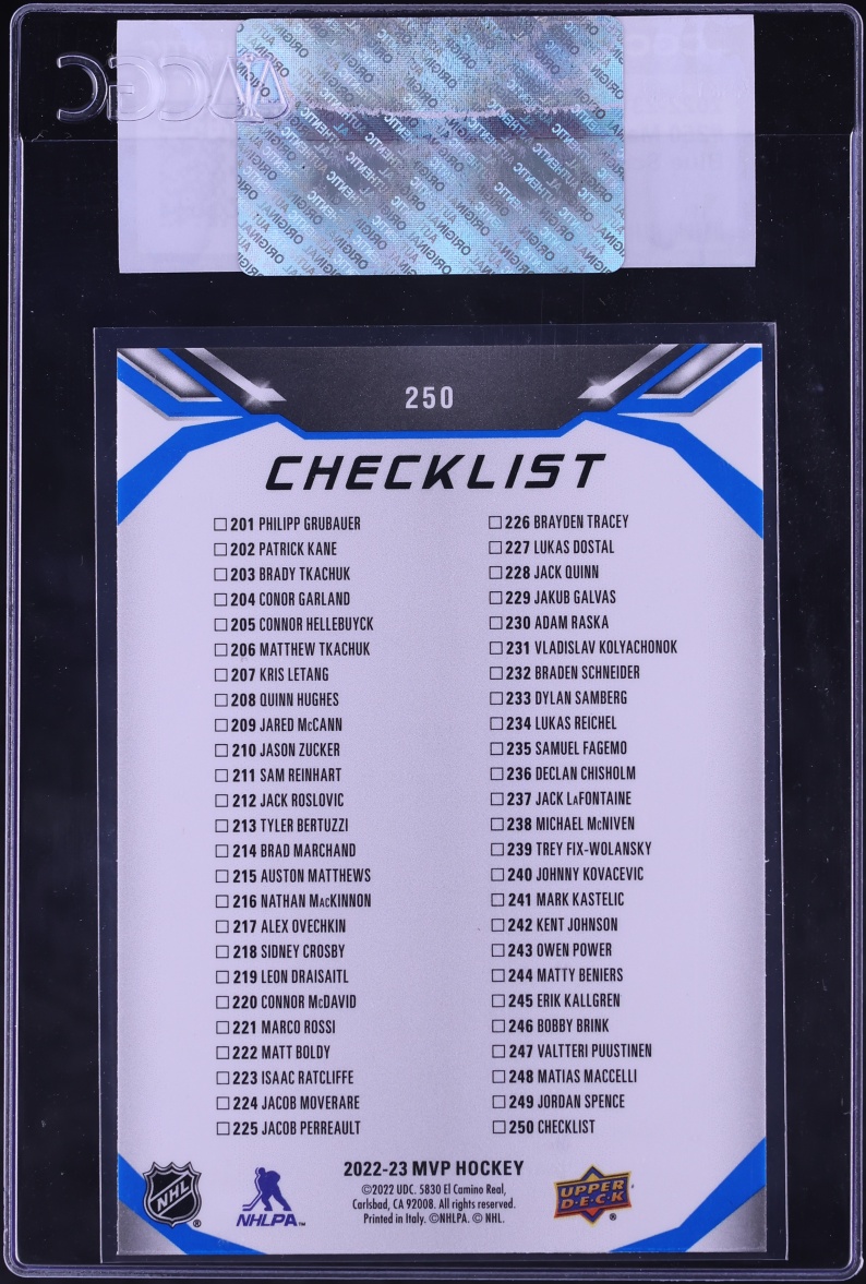 2022 Upper Deck MVP Blue Script Matt Boldy ROOKIE #250 CGC AUTH
