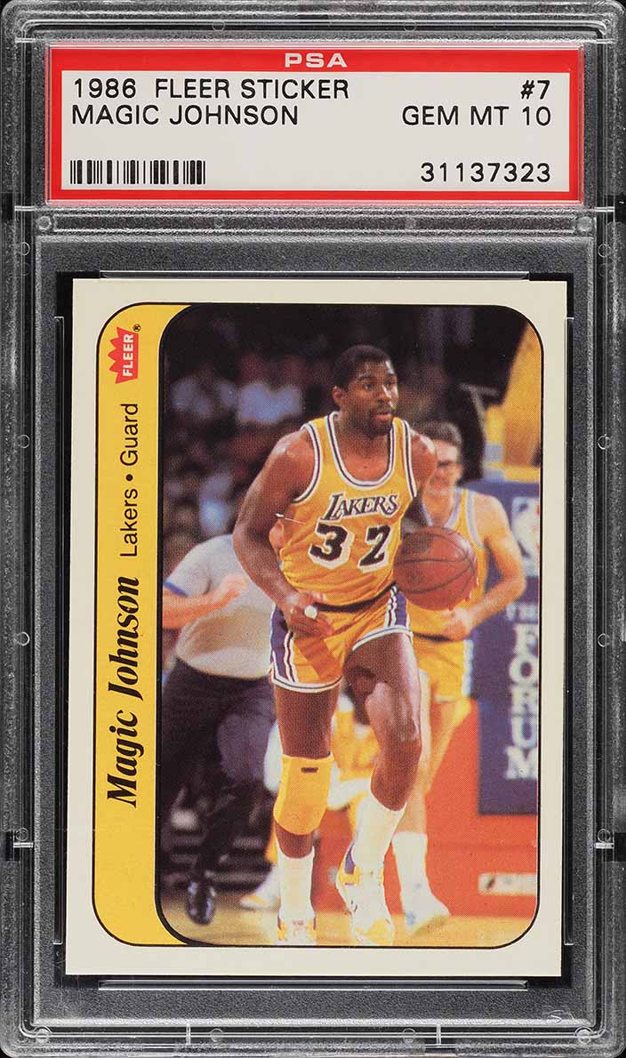 1986 Fleer Sticker Magic Johnson #7 PSA 10 GEM MINT