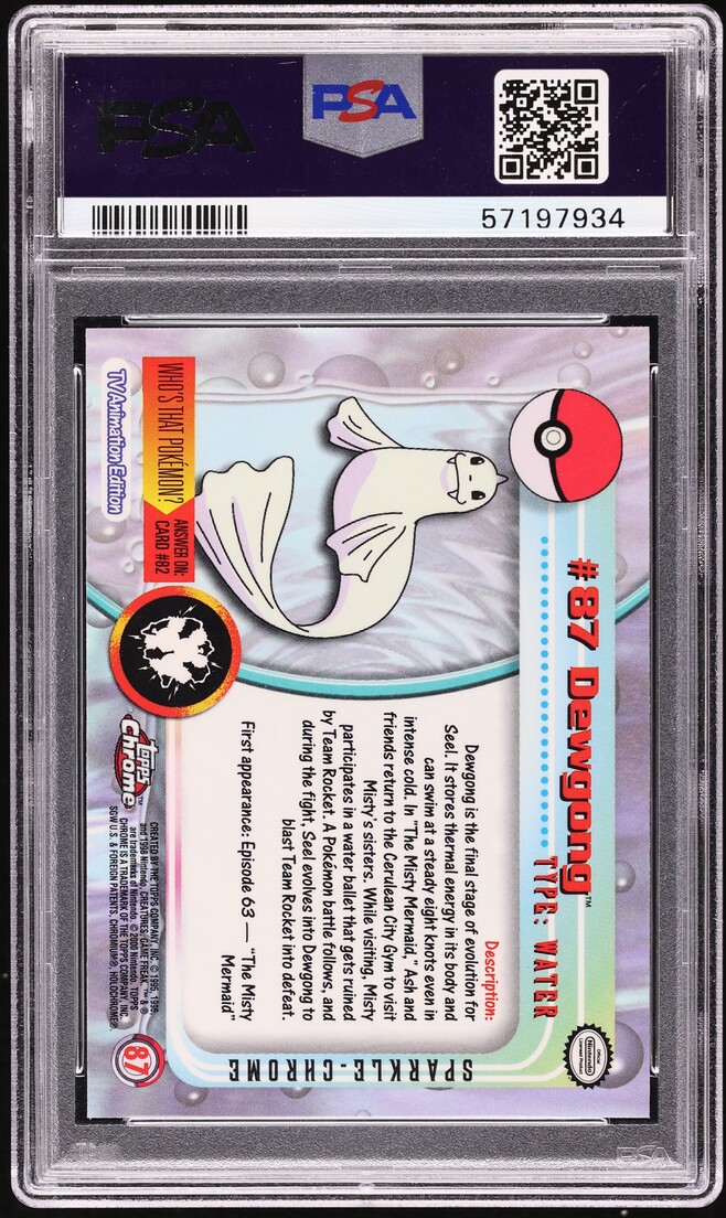 2000 Topps Chrome Pokemon Series 2 Sparkle Dewgong #87 PSA 10 GEM MINT
