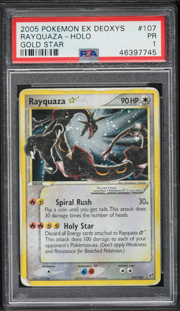 2005 Pokemon EX Deoxys Holo Rayquaza Gold Star #107 PSA 1 PR