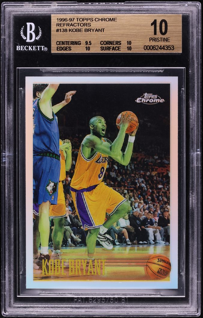 1996 Topps Chrome Refractor Kobe Bryant ROOKIE #138 BGS 10 PRISTINE