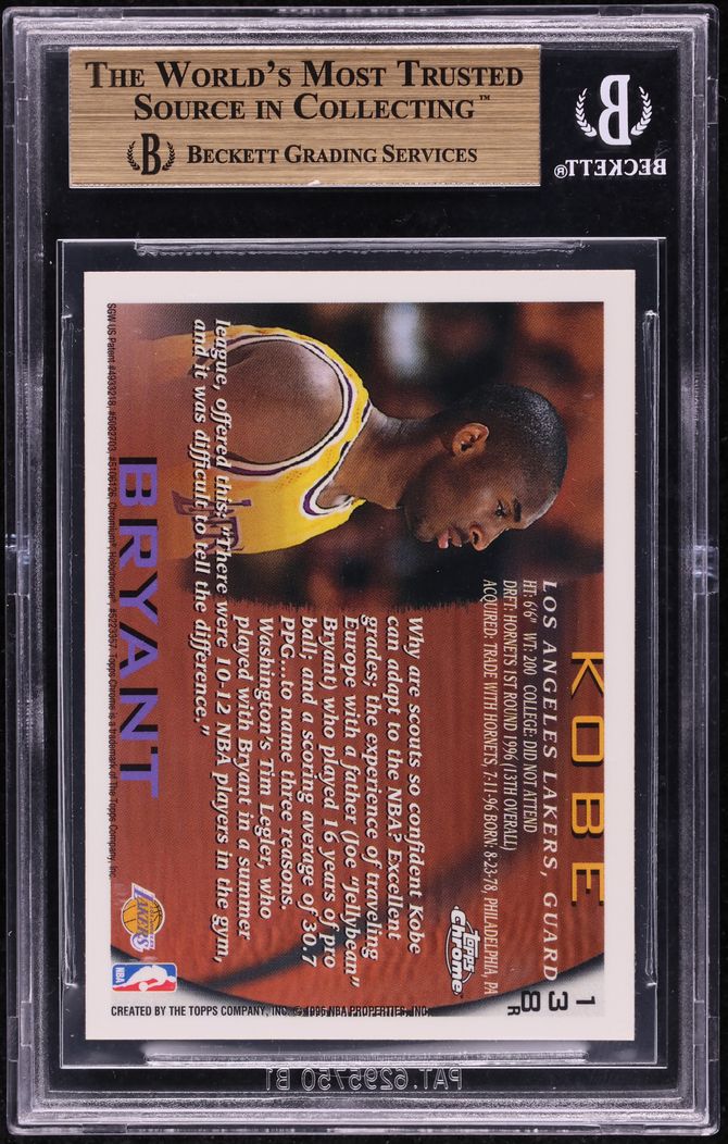 1996 Topps Chrome Refractor Kobe Bryant ROOKIE #138 BGS 10 PRISTINE