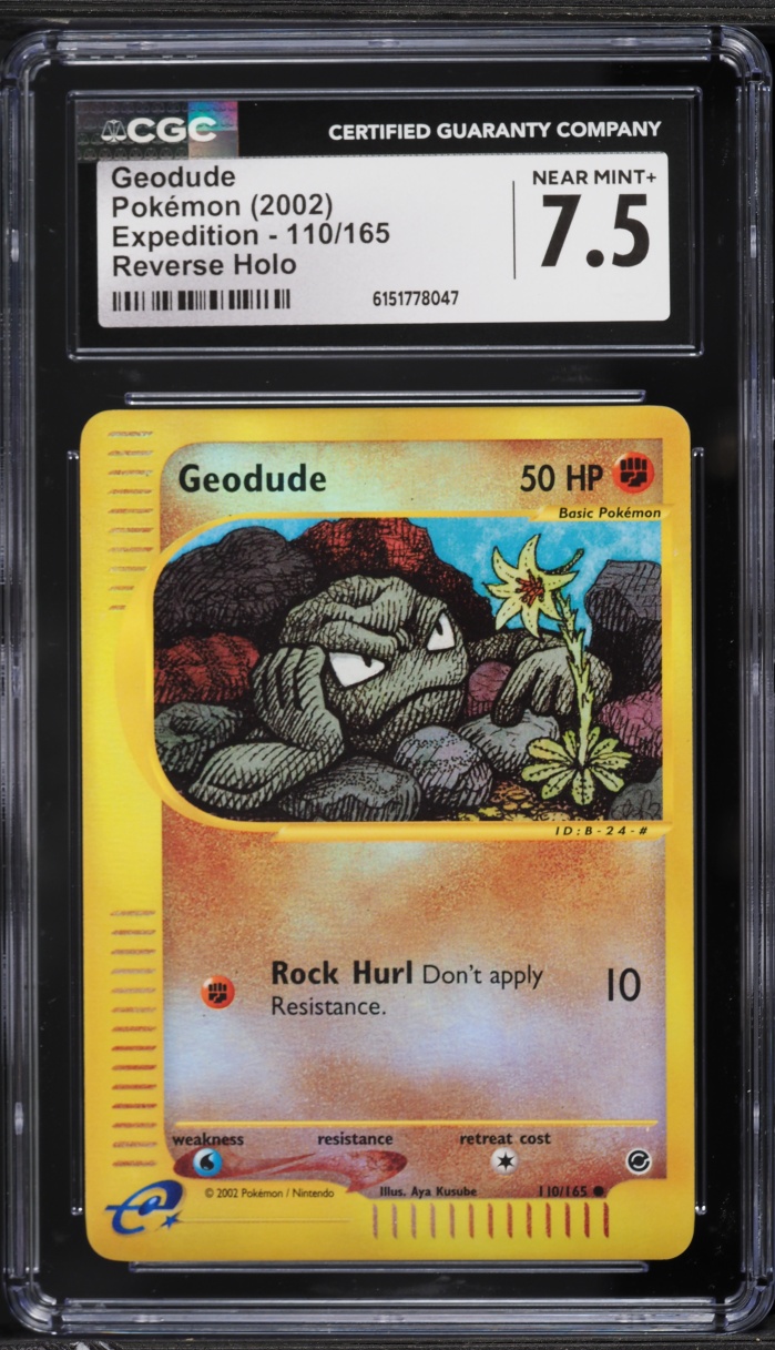 2002 Pokemon Expedition Reverse Holo Geodude #110 CGC 7.5 NRMT+